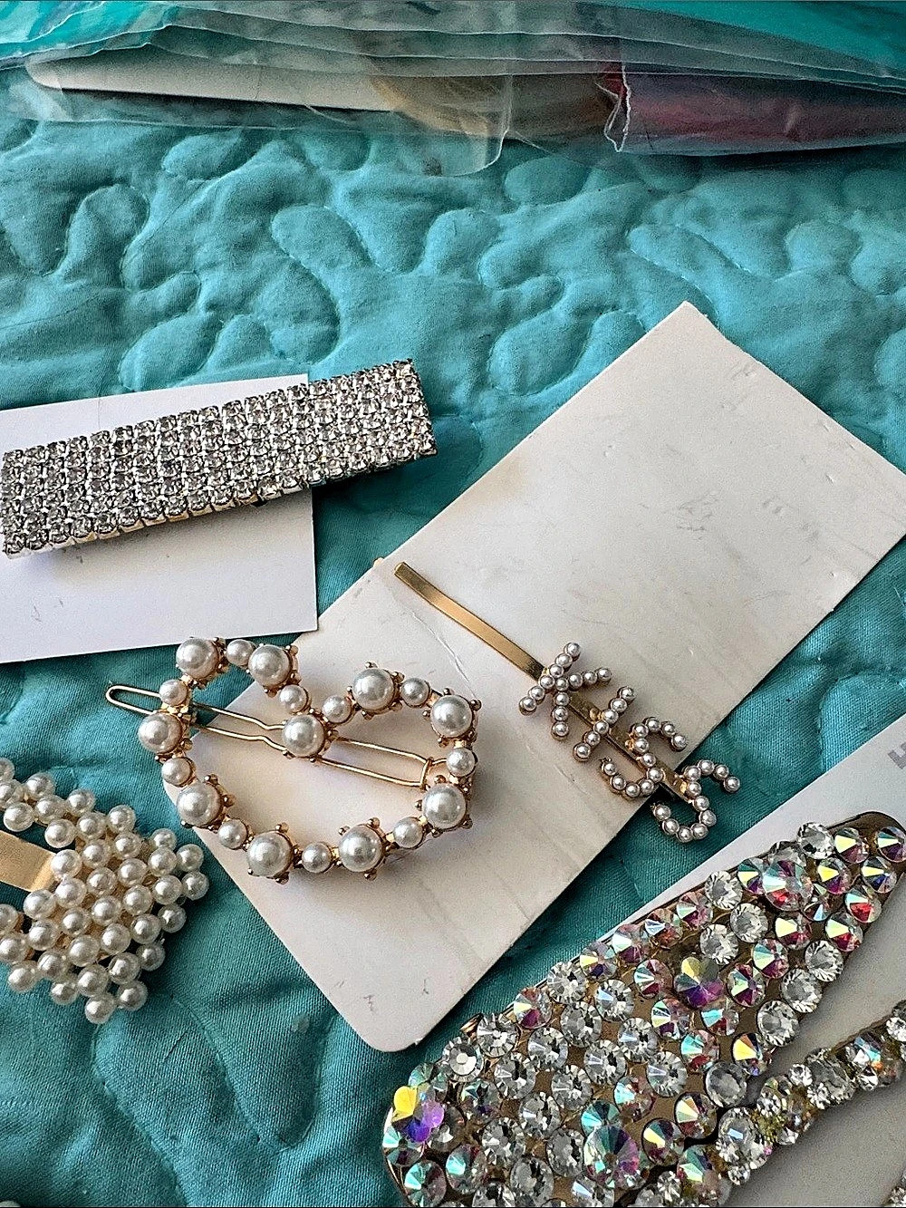 Pearl & Rhinestone Hair Accessories Set - Picture 5 of 6